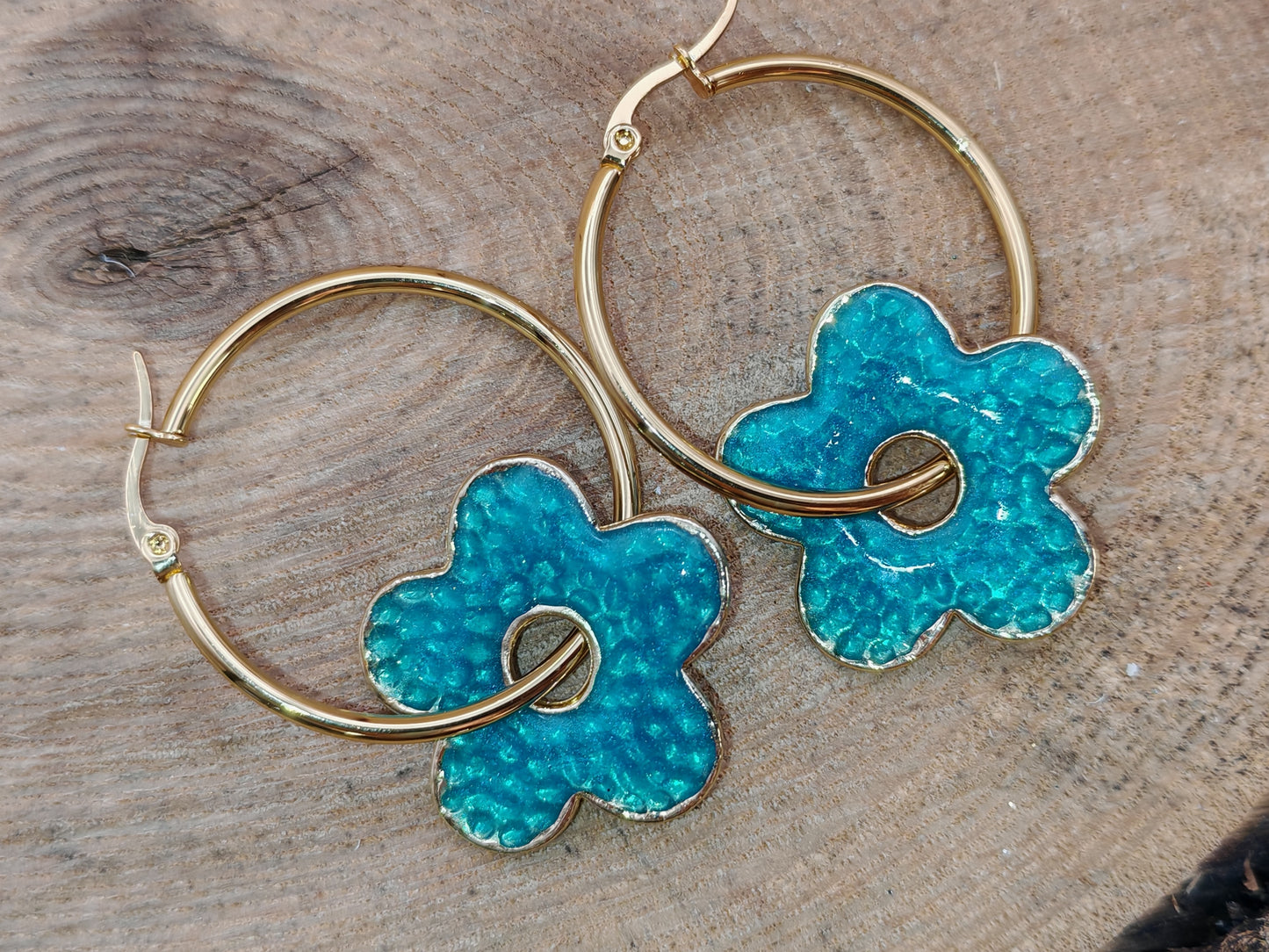 Boucles d’oreilles – Fleurs bleues