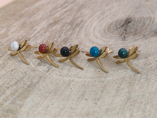 Clous d'oreille - Libellules dorées