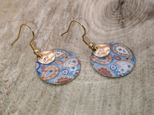 Boucles d’oreilles – Ronds paisley célestes