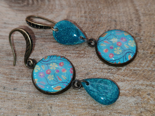 Boucles d’oreilles – Jardin turquoise en suspension