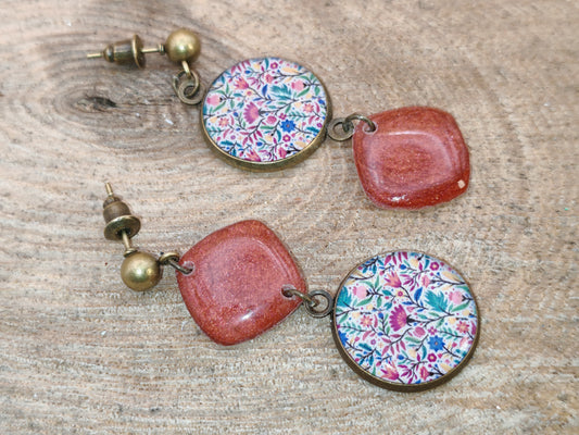 Boucles d’oreilles asymétriques – Jardin flamboyant