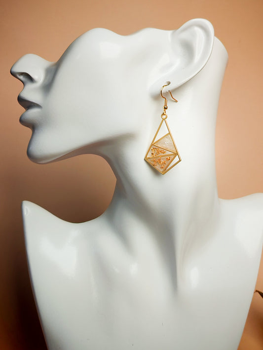 Boucles d’oreilles – Géométrie nacrée & éclats dorés