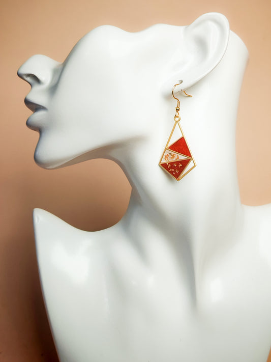 Boucles d’oreilles – Éclats géométriques rouges