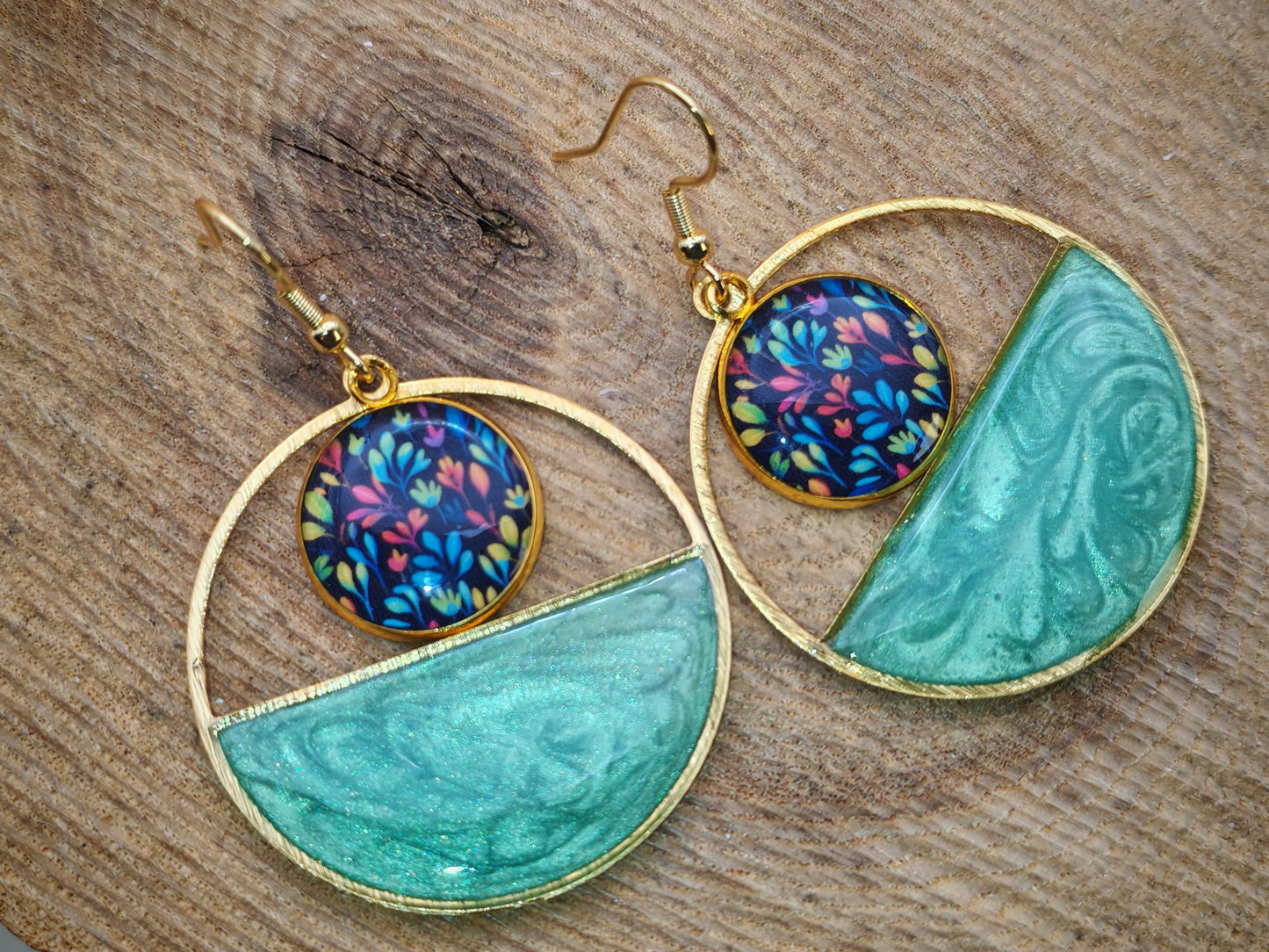 Boucles d’oreilles – Éclats vert d’eau