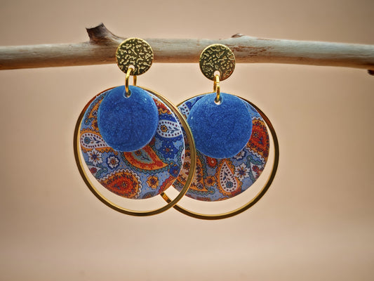 Boucles d’oreilles – Cachemire azur doré