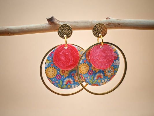 Boucles d’oreilles – Jardin rétro et couleurs pétillantes
