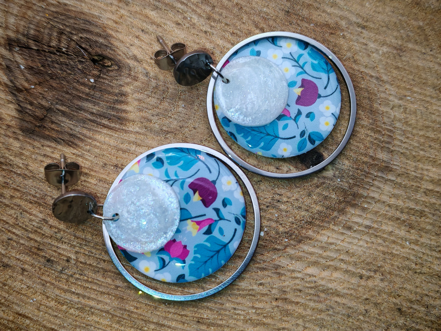 Boucles d’oreilles – Jardin givré turquoise