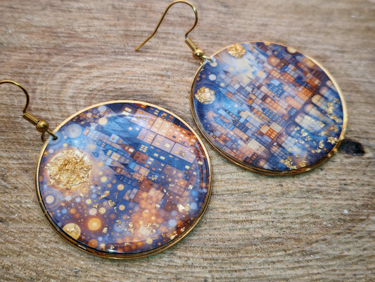 Boucles d’oreilles Klimt – Ville dorée en lumière