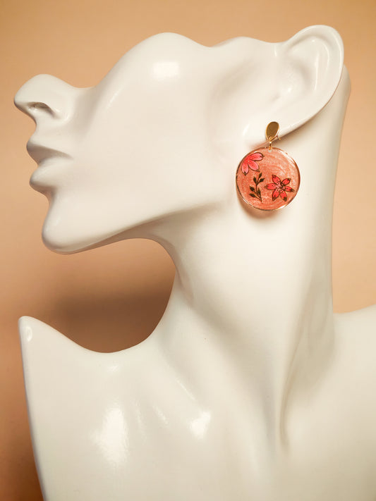 Boucles d’oreilles – Jardin rubis aux éclats dorés