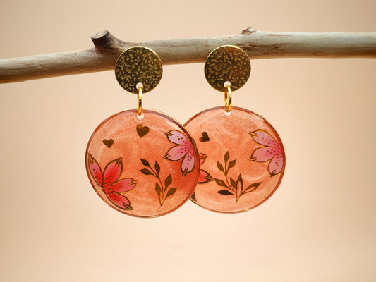 Boucles d’oreilles – Jardin rosé aux éclats dorés