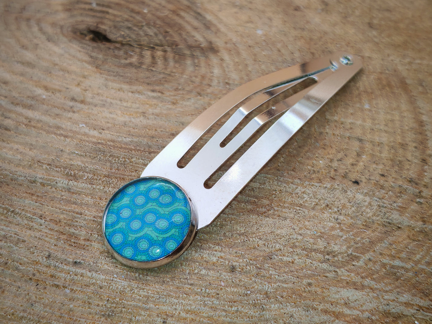 Barrette – Vagues turquoise graphiques