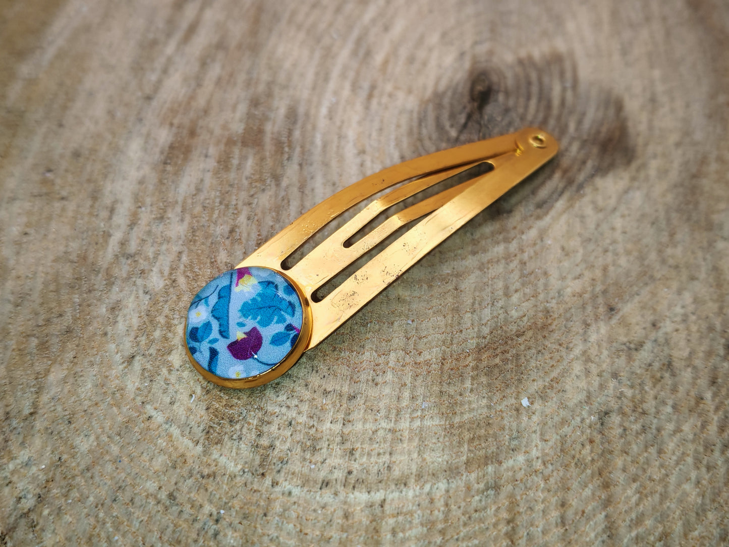 Barrette – Éclat floral bleu