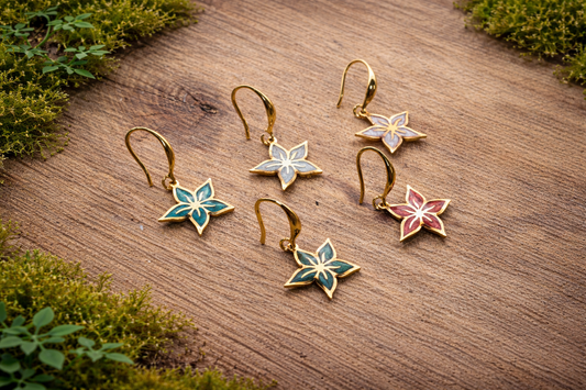 Boucles d’oreilles – Fleurs étoilées dorées