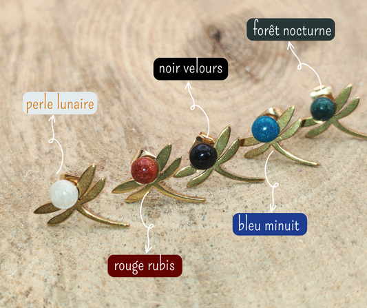 Clous d'oreille - Libellules dorées