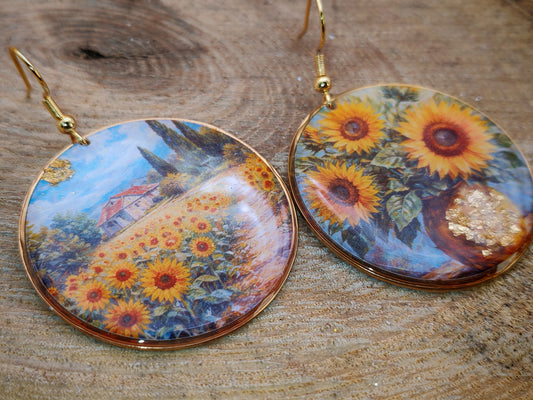 Boucles d’oreilles Monet – Tournesols d’Été