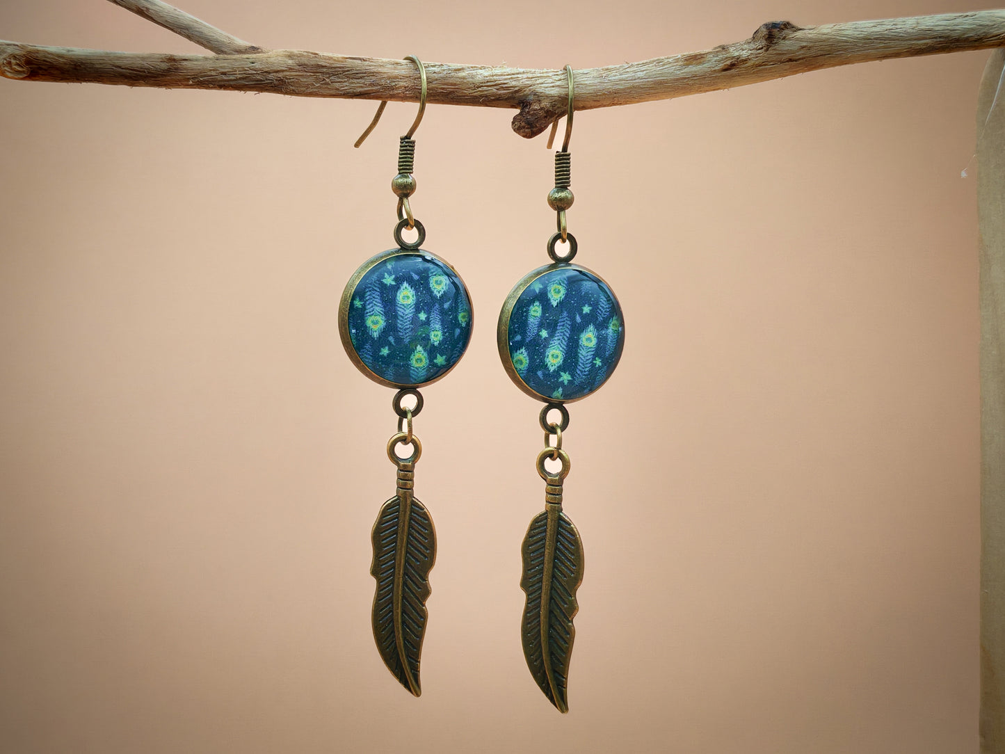 Boucles d’oreilles – Reflets de paon
