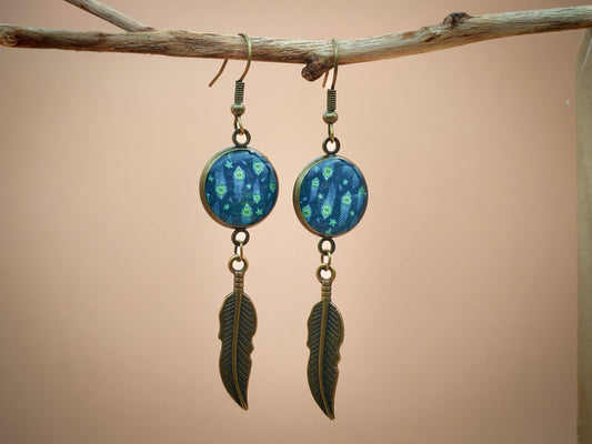 Boucles d’oreilles – Reflets de paon