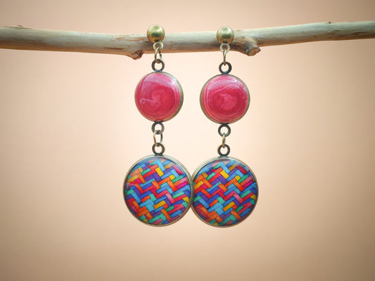 Boucles d’oreilles – Tissage carmin