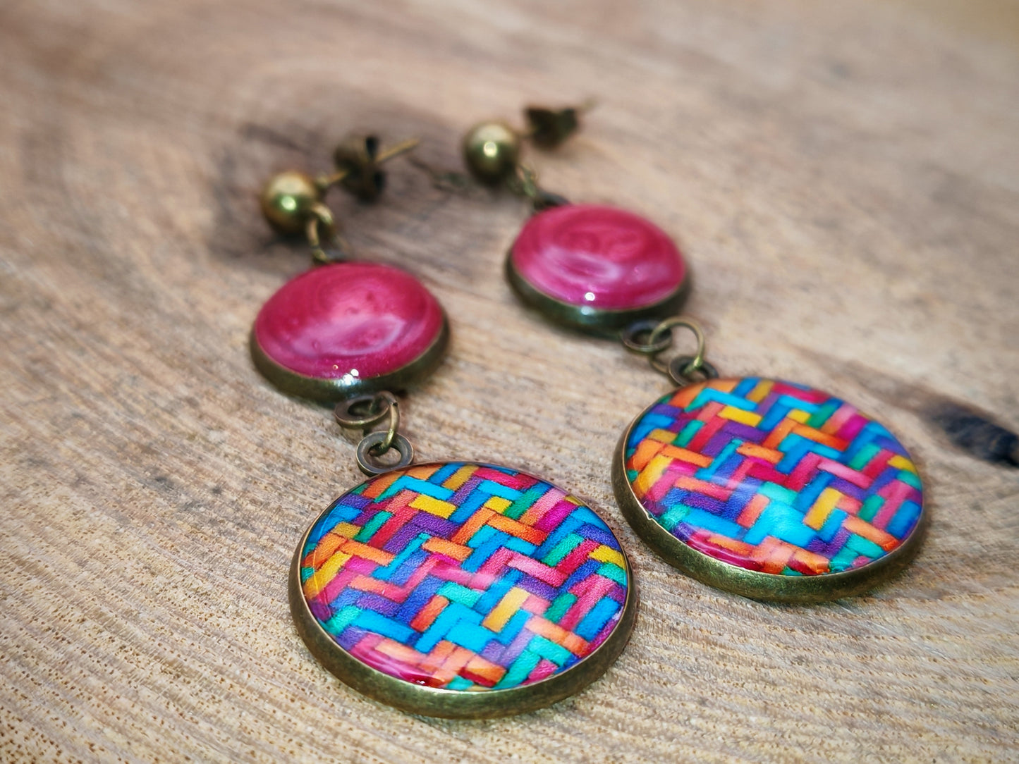 Boucles d’oreilles – Tissage carmin