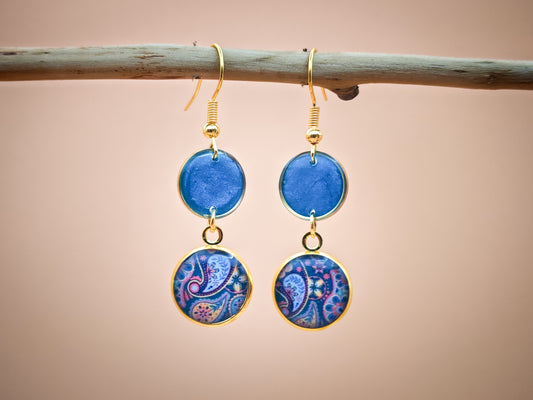Boucles d'oreilles  - Arabesques indigo et éclats orientaux