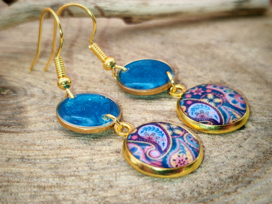 Boucles d'oreilles  - Arabesques indigo et éclats orientaux
