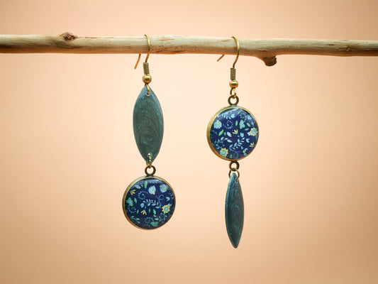 Boucles d’oreilles – Bleu botanique