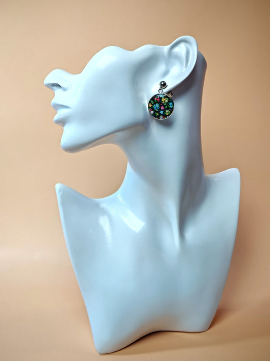 Boucles d’oreilles - Jardin enchanté sur fond nuit