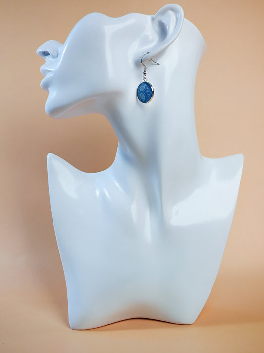 Boucles d’oreilles – Paisley turquoise aux reflets d'azur