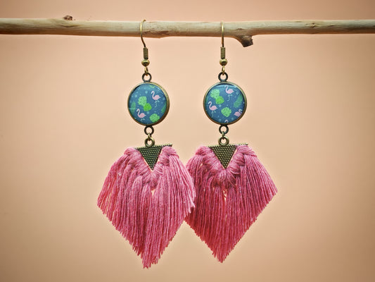 Boucles d'oreilles – Flamants sous les palmiers