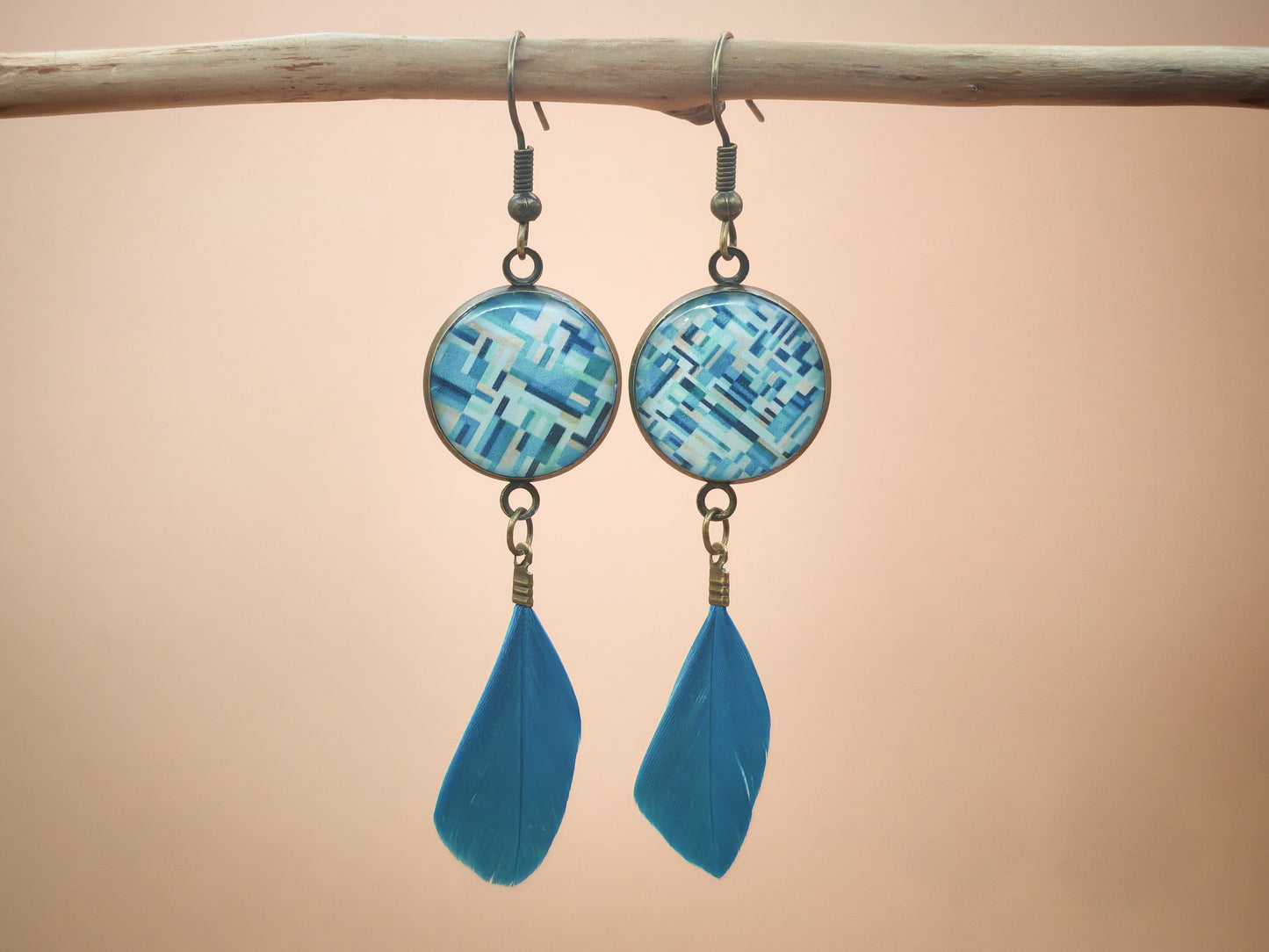 Boucles d'oreilles – Tissage azur