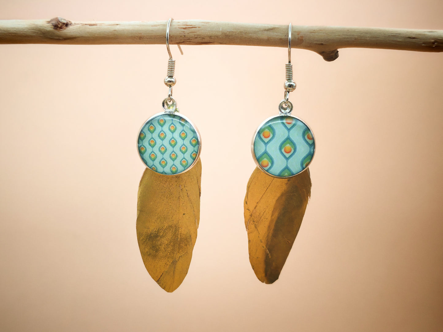 Boucles d'oreilles – Reflets d’eau et or végétal