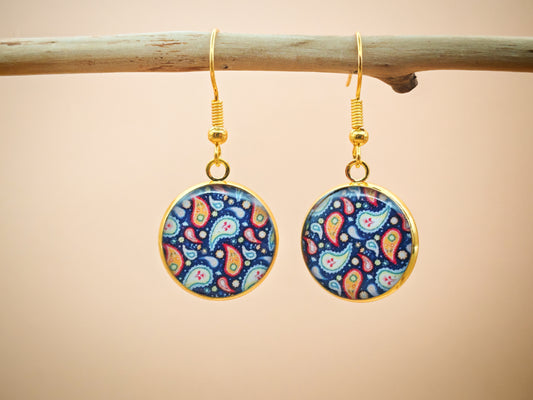 Boucles d’oreilles – Éclats de cachemire sur nuit étoilée