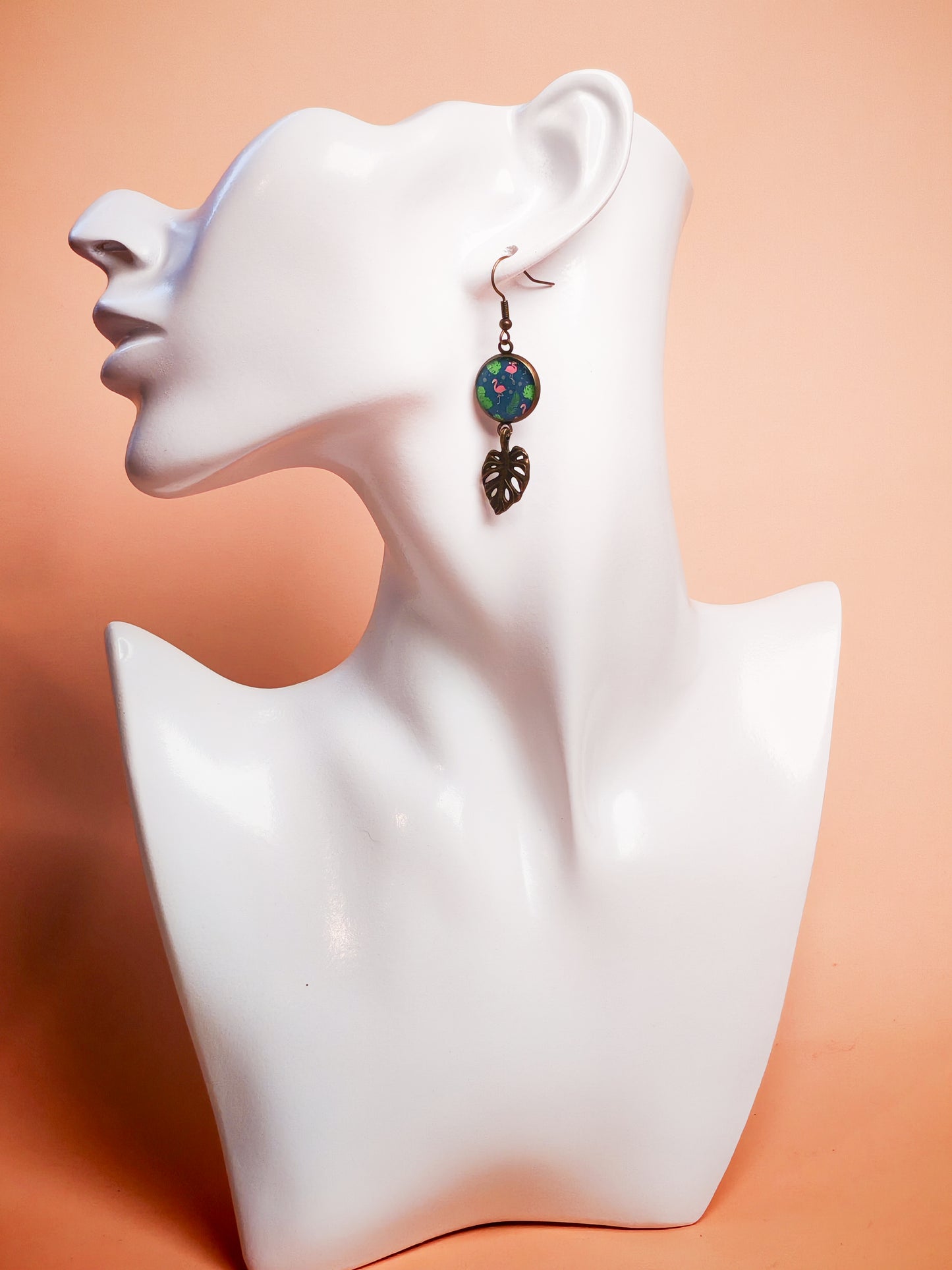 Ensemble bracelet + boucles d’oreilles – Flamants tropicaux