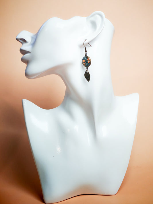 Boucles d’oreilles – Jardin secret aux fleurs orangées