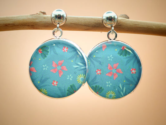 Boucles d’oreilles – Douceur corail sur ciel d’eau