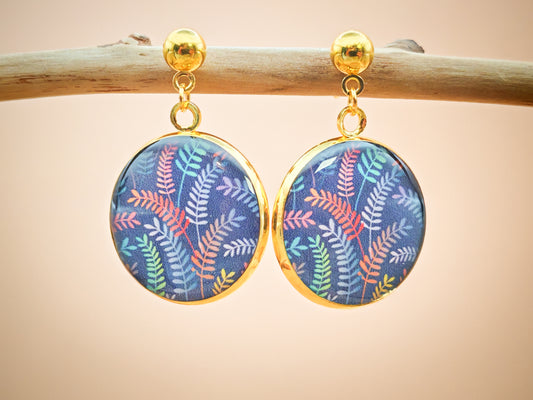 Boucles d’oreilles – Fougères arc-en-ciel