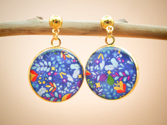 Boucles d’oreilles – Nuit fleurie aux éclats d’or