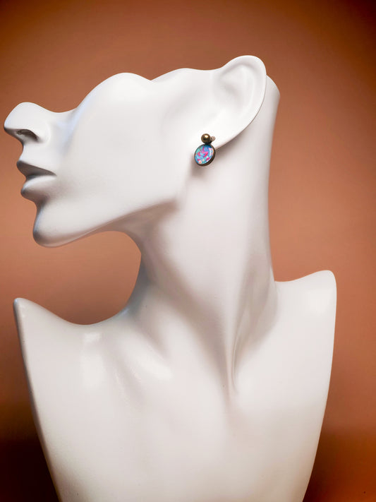 Boucles d’oreilles – Jardin coloré sur ciel d’azur