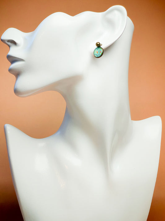 Boucles d’oreilles – Rameaux dansants sur ciel turquoise