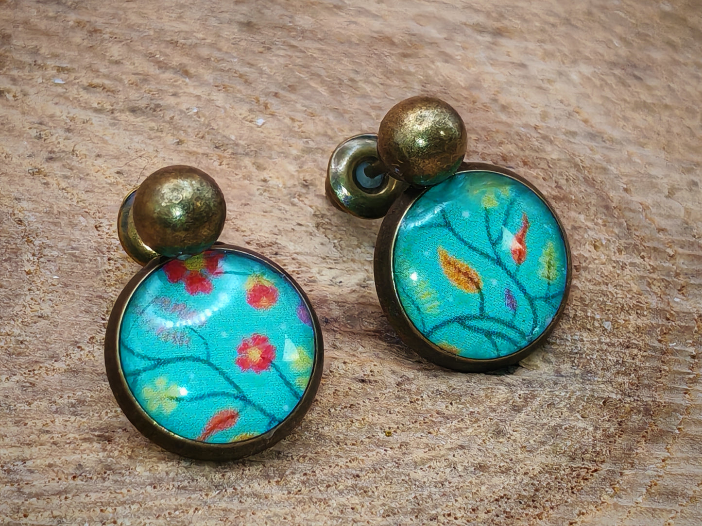 Boucles d’oreilles – Rameaux dansants sur ciel turquoise