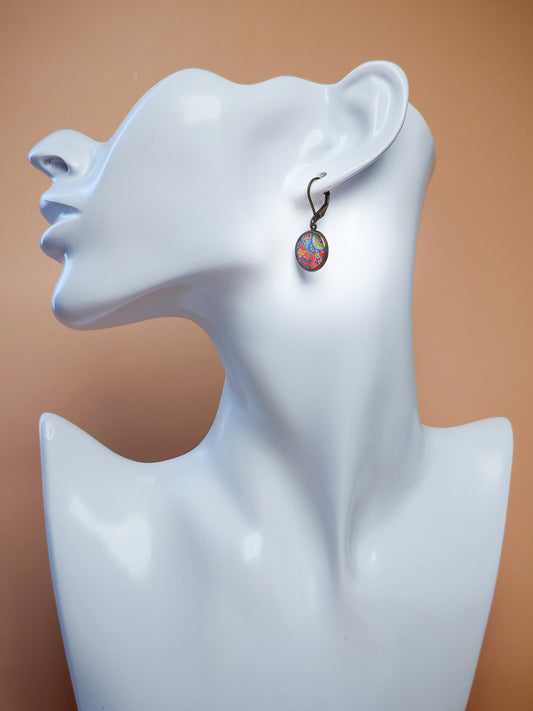 Boucles d’oreilles dormeuses – Mandalas solaires sur ciel azur