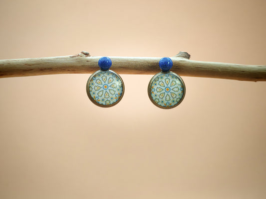 Clous d’oreilles – Rosace céleste et bleu profond