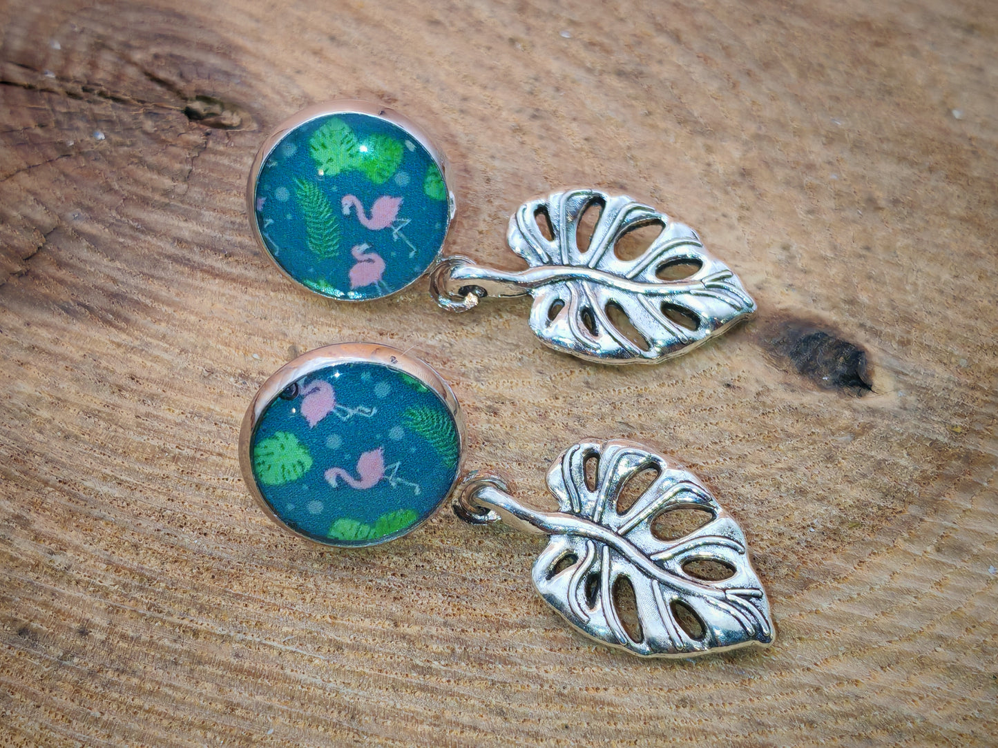 Boucles d’oreilles – Jungle flamant rose