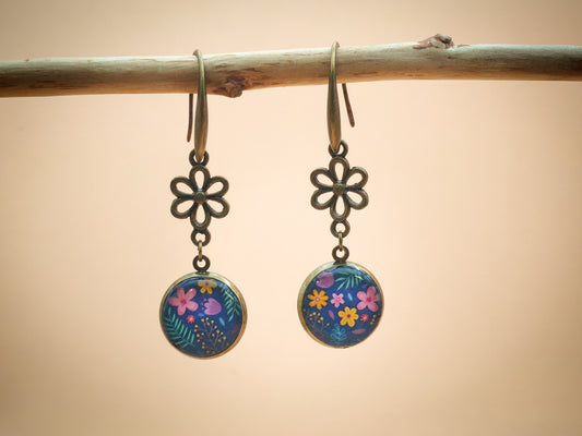 Boucles d’oreilles – Nuit fleurie et éclats de printemps