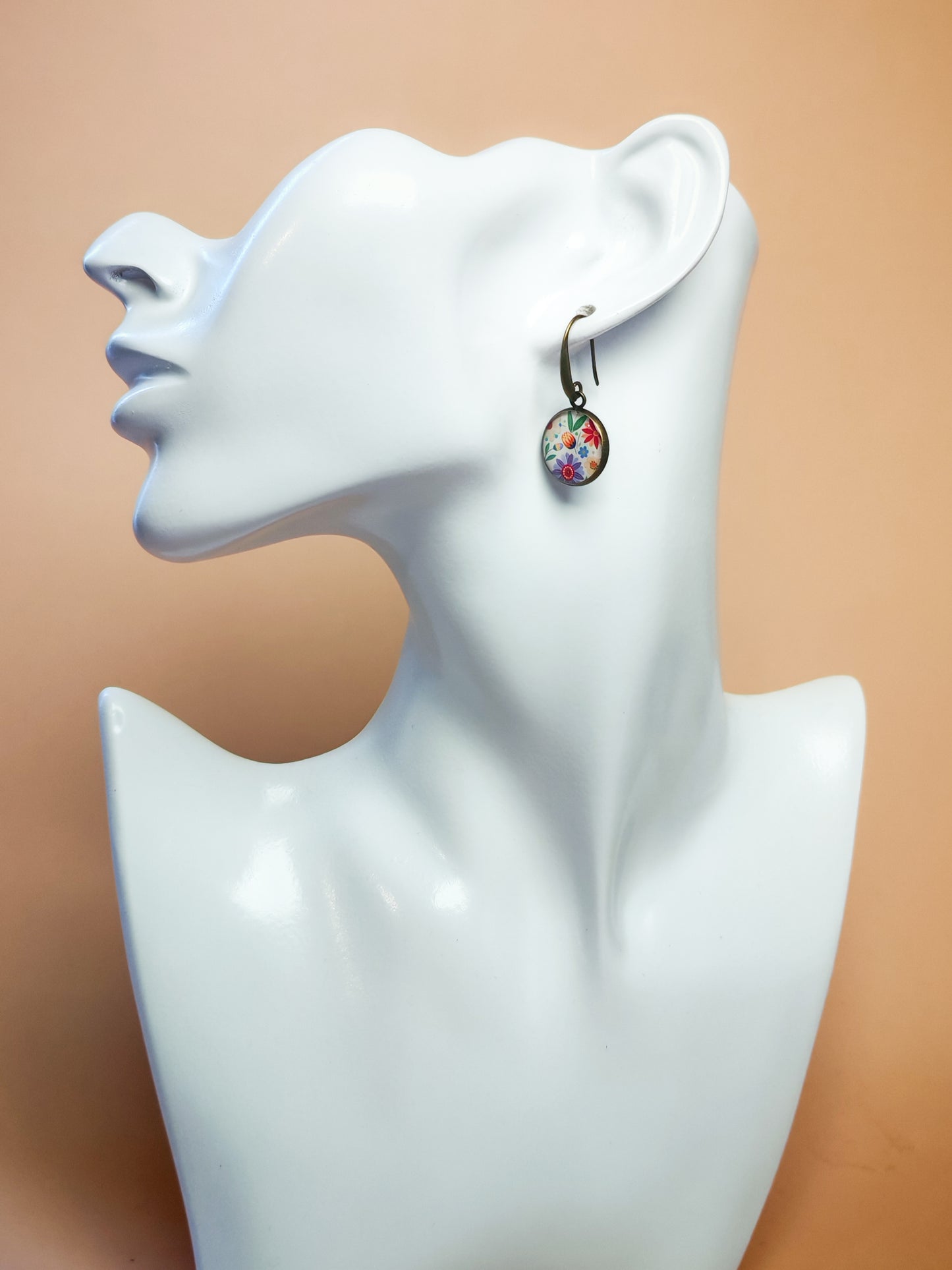 Boucles d’oreilles – Jardin en fête sur fond ivoire