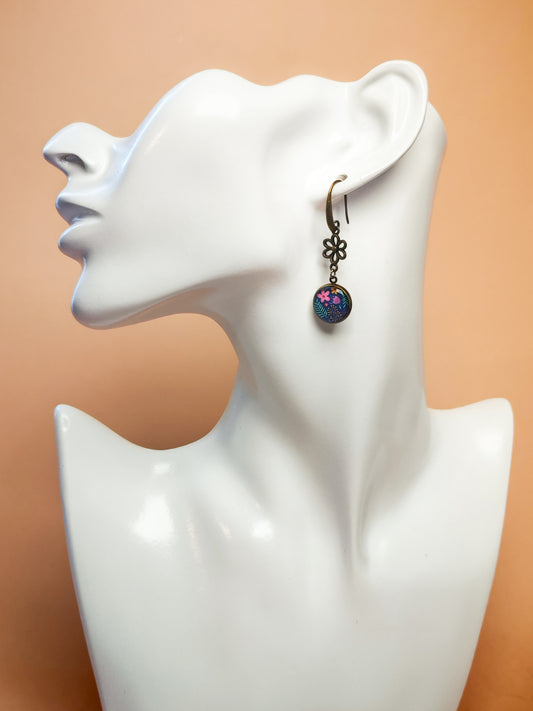 Boucles d’oreilles – Nuit fleurie et éclats de printemps