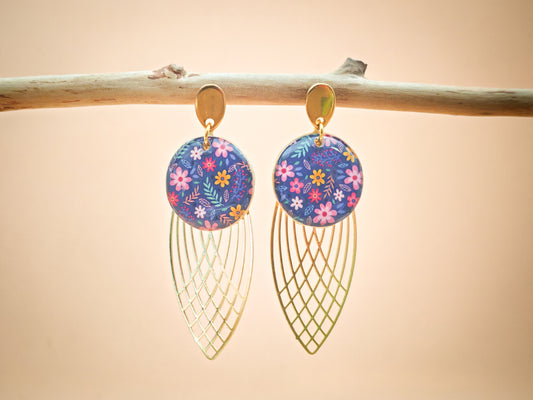 Boucles d’oreilles – Jardin fleuri au crépuscule
