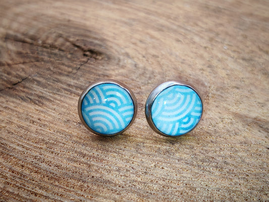 Clous cabochon de 8 mm – Vagues turquoise