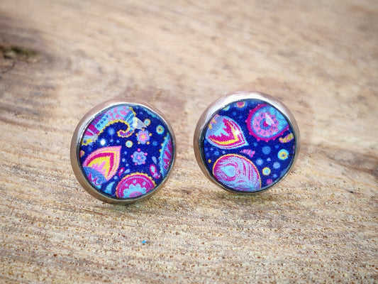 Clous cabochon de 8 mm – Paisley nocturne