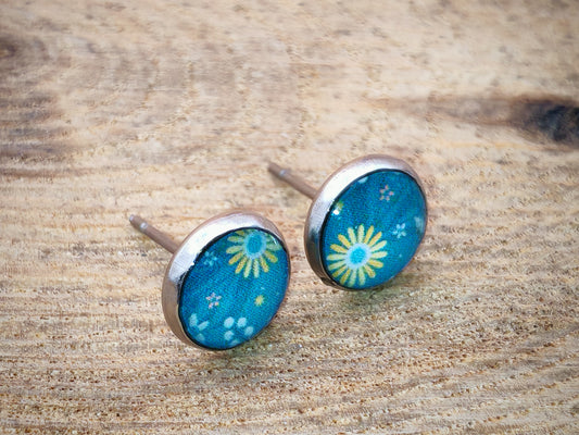 Clous cabochon de 8 mm – Marguerites turquoise